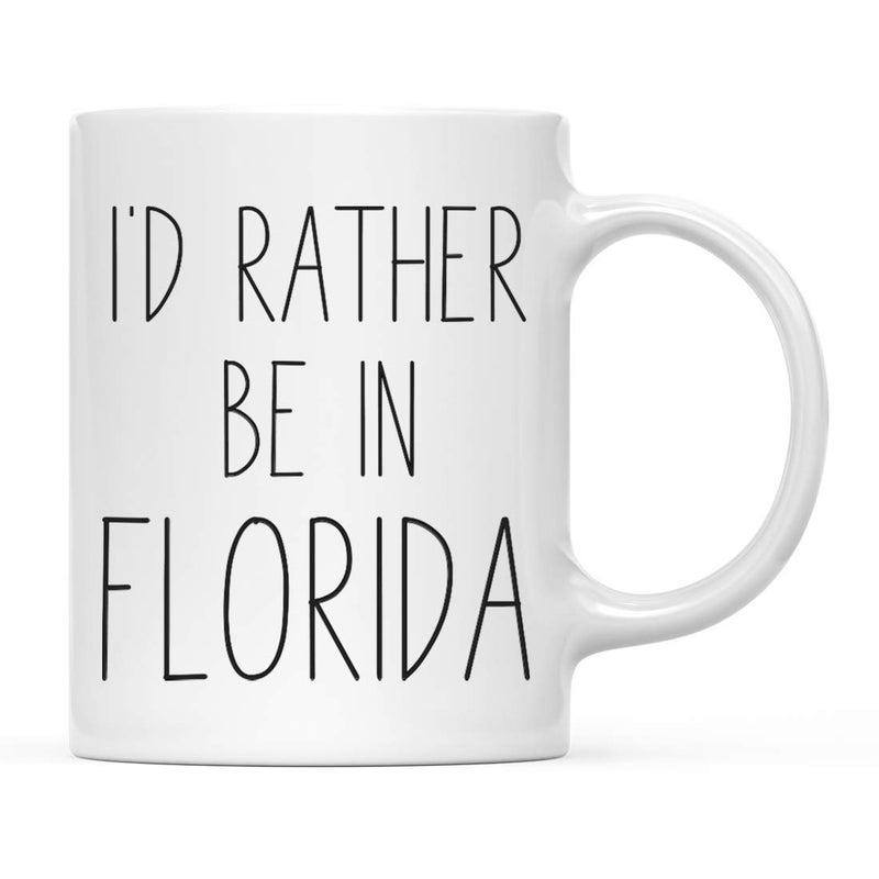 Andaz Press U.S. State 11oz. Coffee Mug Gift, I'D Rather Be In Florida, 1-Pack, Long Distance College Going Away Study Abroad Birthday Christmas Florida Coffee Mug - Image 1